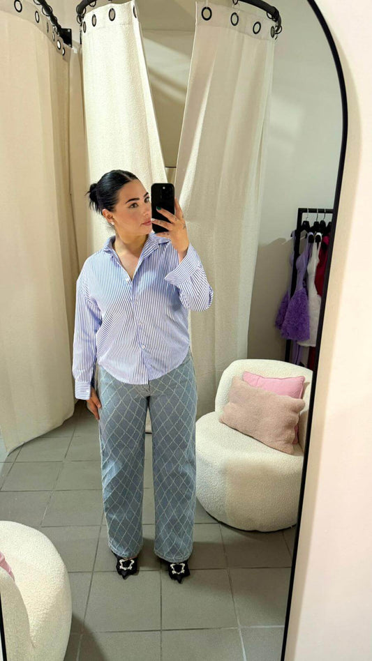 Blugi cu Broderie Subtilă